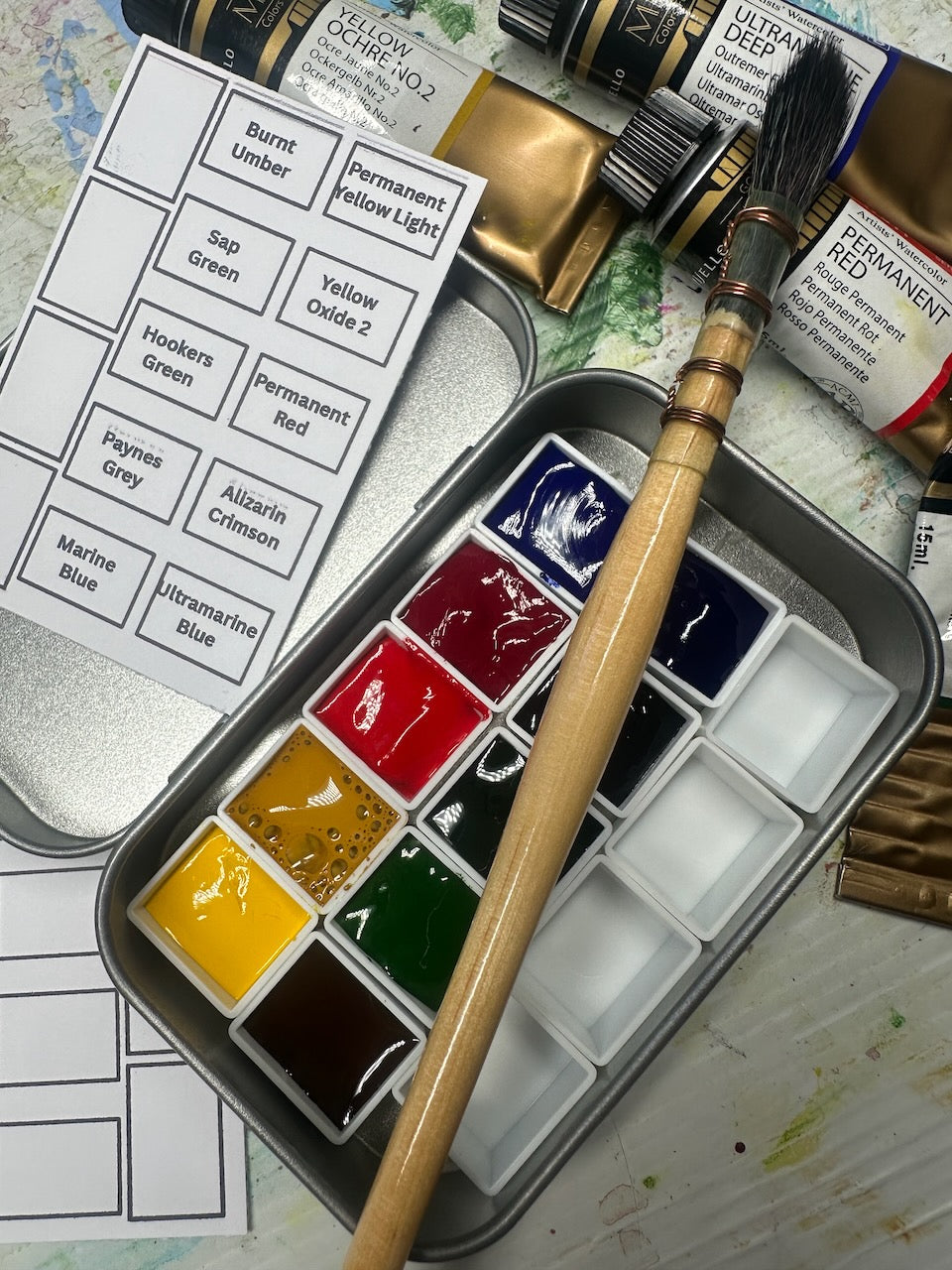 Watercolour Paint 12 Colour 1/2 pans Mijello Mission Gold Travel Set