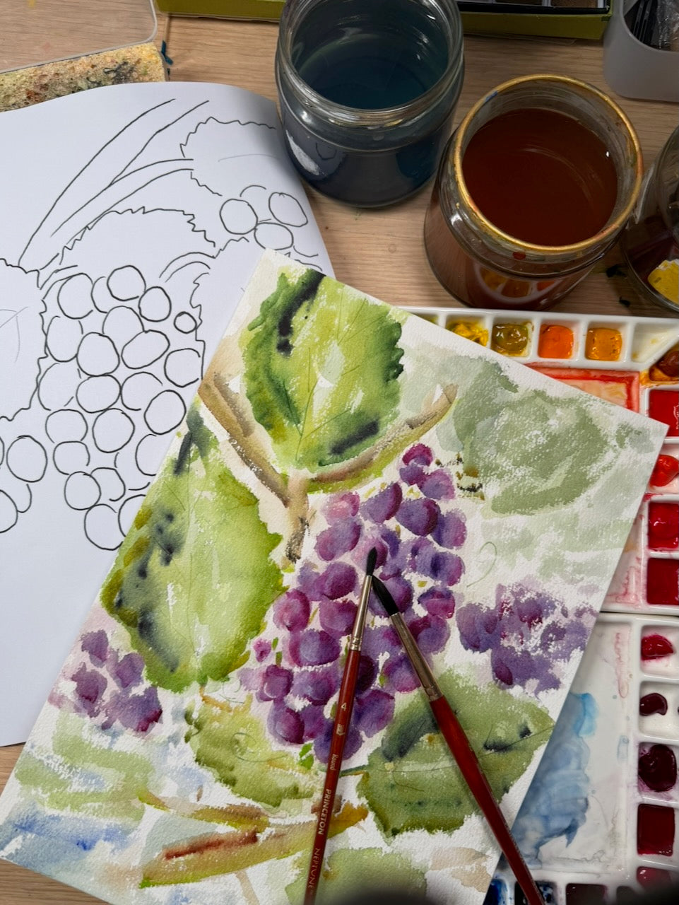 Grapes & Vine Leaves Online Tutorial