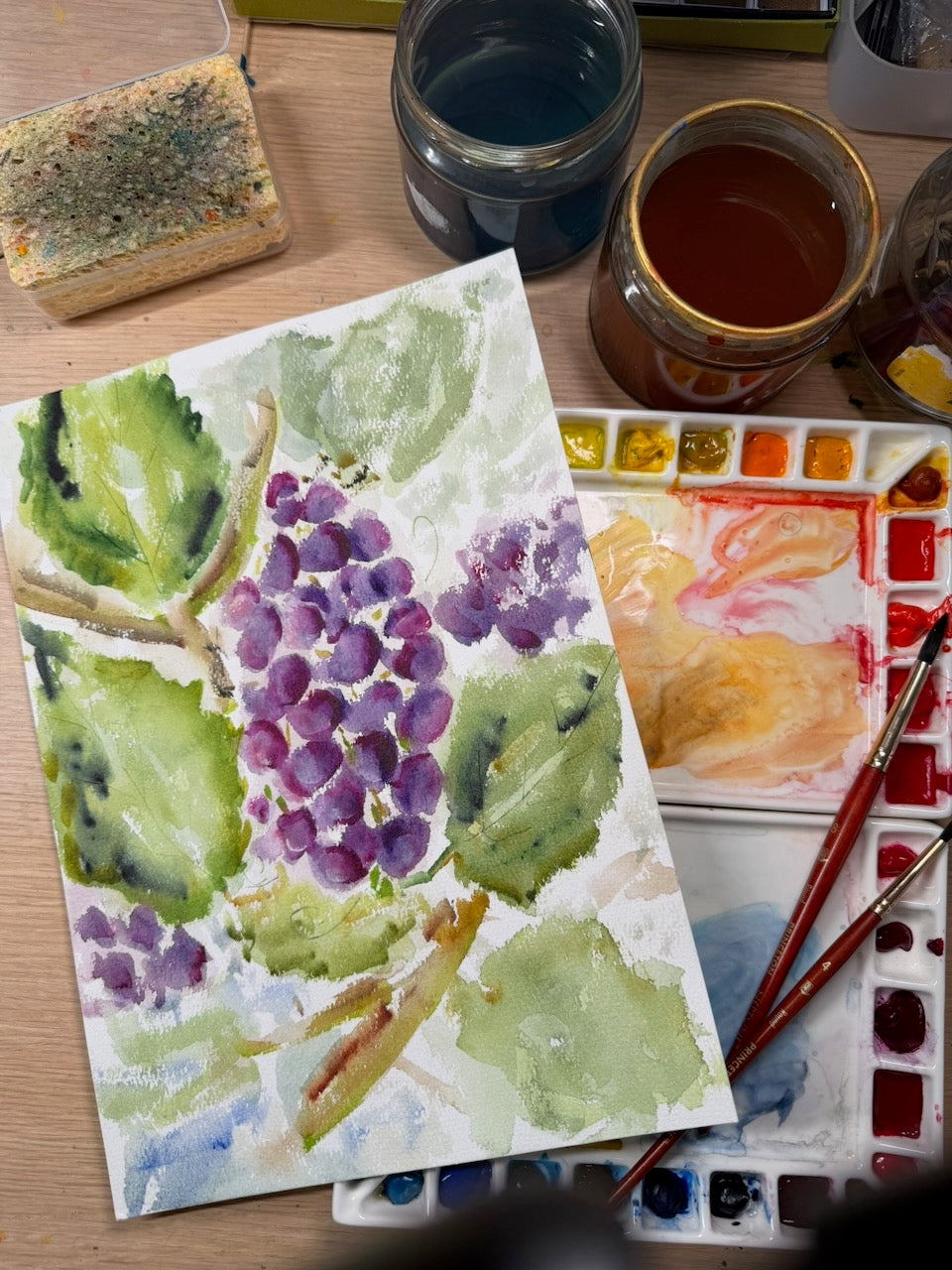 Grapes & Vine Leaves Online Tutorial