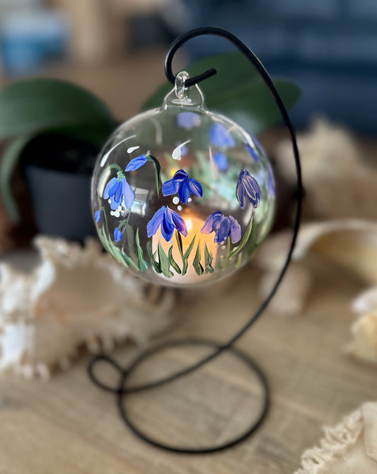 Hand Painted Candle Holder ~ Blue Bells