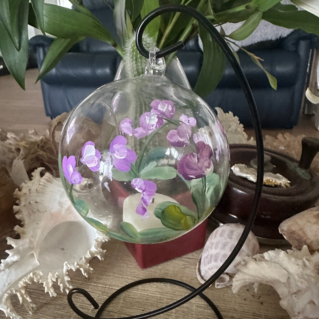 Hand Painted Tealight Candle Holder ~ Orchids