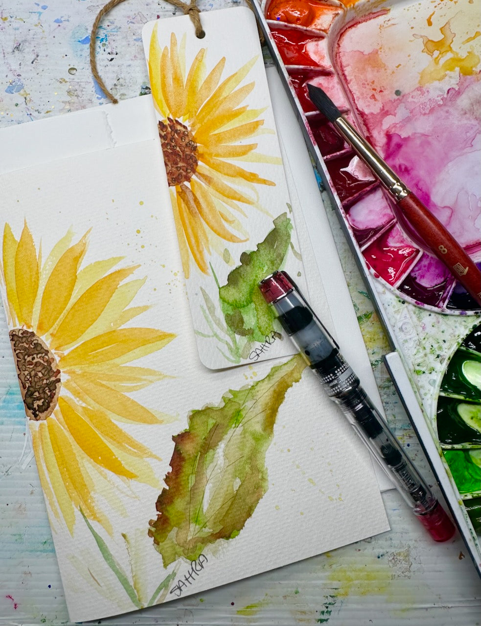 Hand Painted Card & Bookmark Set