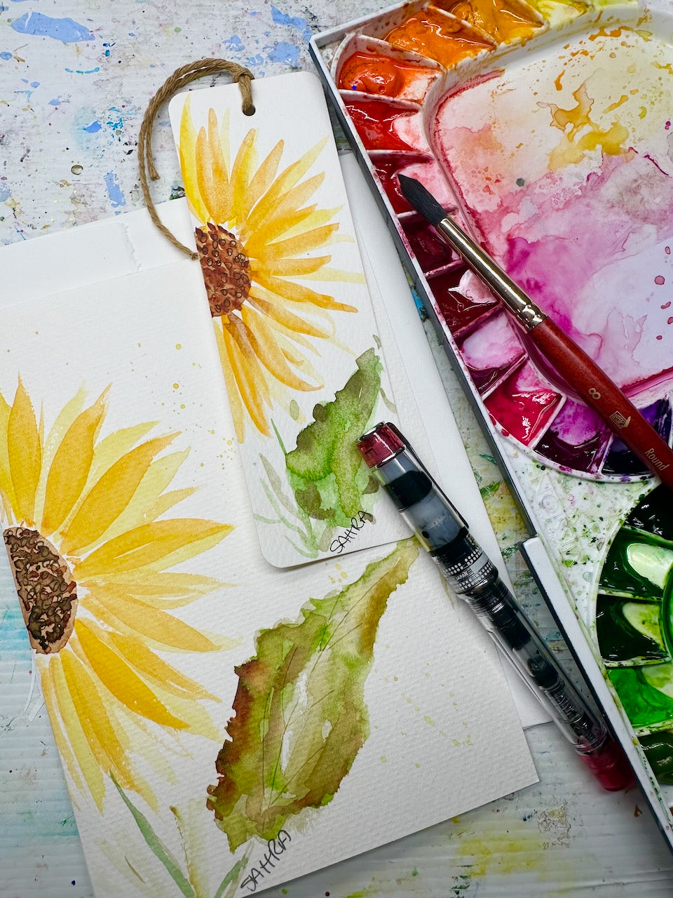 Hand Painted Card & Bookmark Set