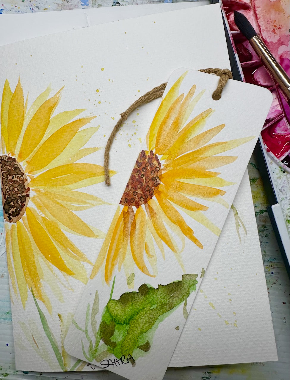 Hand Painted Card & Bookmark Set