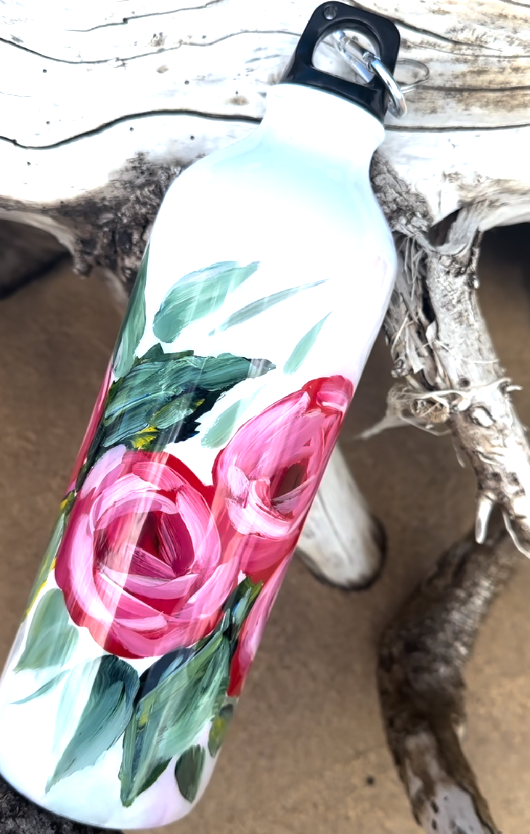 Hand Painted Drink Bottle ~ Roses