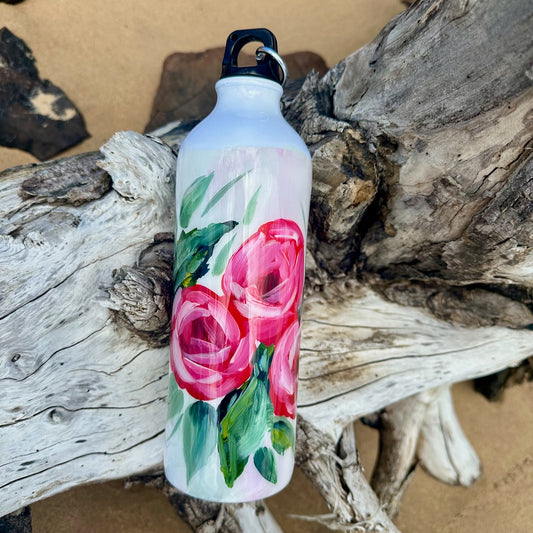 Hand Painted Drink Bottle ~ Roses